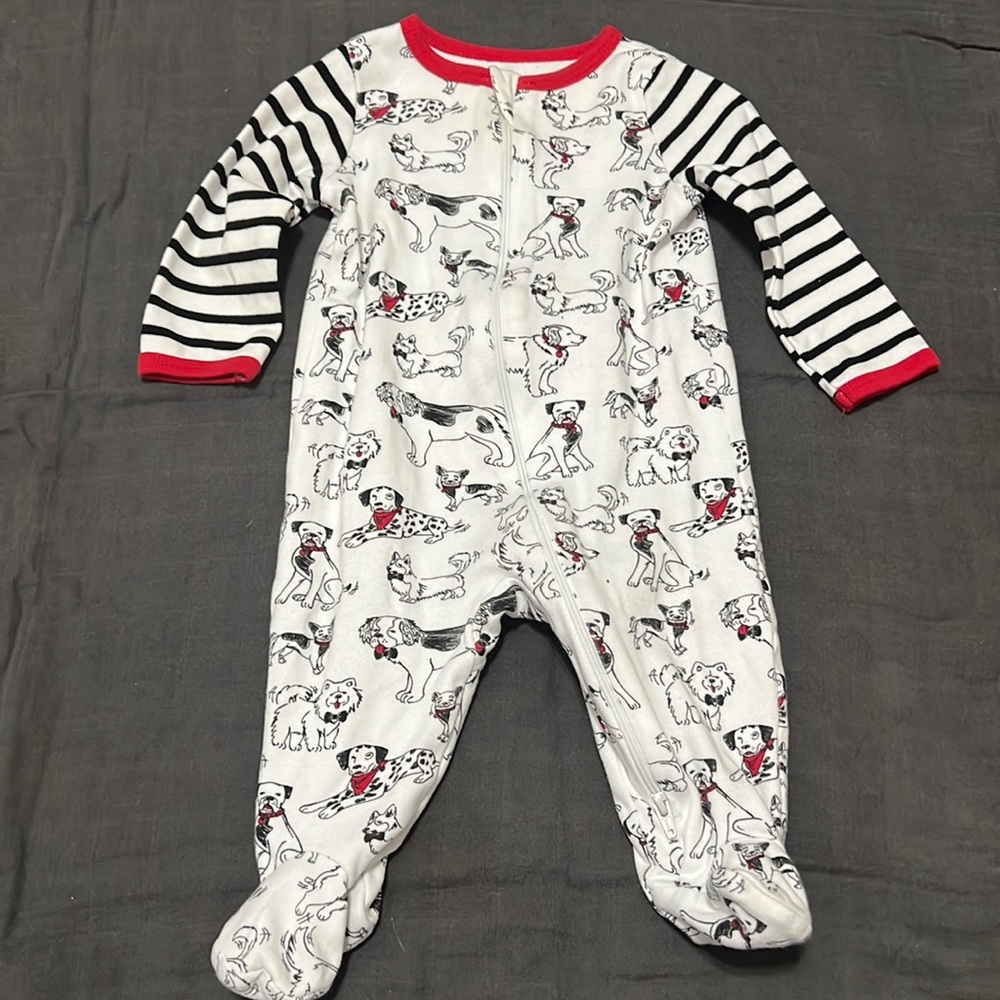 Dog Print Zipper Onesie